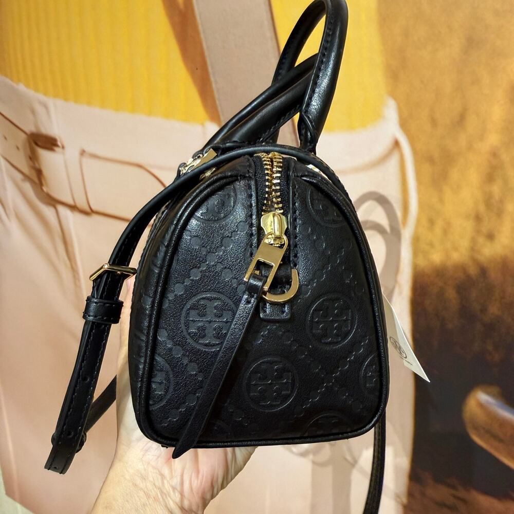Authentic‼️Tory Burch T Monogram Leather Petite Barrel Bag 164873 - Picture 4 of 12